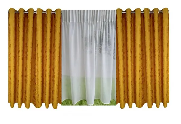 Set complet pentru fereastra DRAPERIE EVEREST 8009 CU INELE INOX + PERDEA 1008