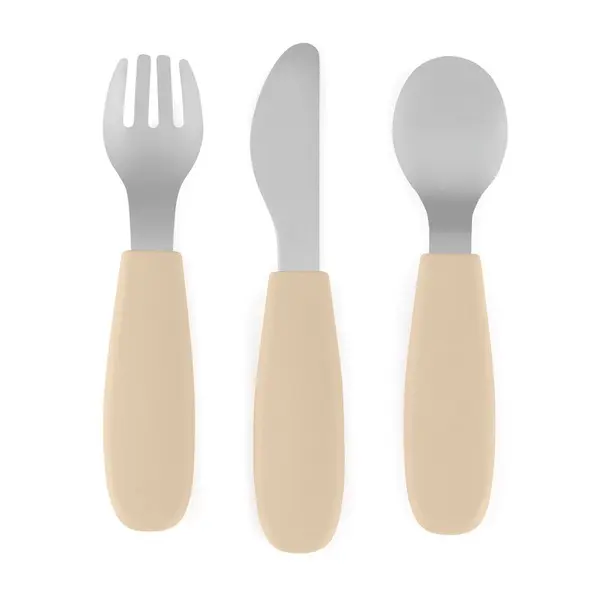 Set complet tacamuri, Petite&Mars, Take&Match, Din silicon si otel inoxidabil, Fara BPA, 12 luni+, Bej