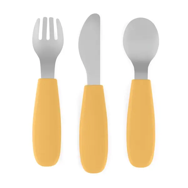 Set complet tacamuri PetiteMars TakeMatch, din silicon si otel inoxidabil, fara BPA, 12 luni+, Ocru