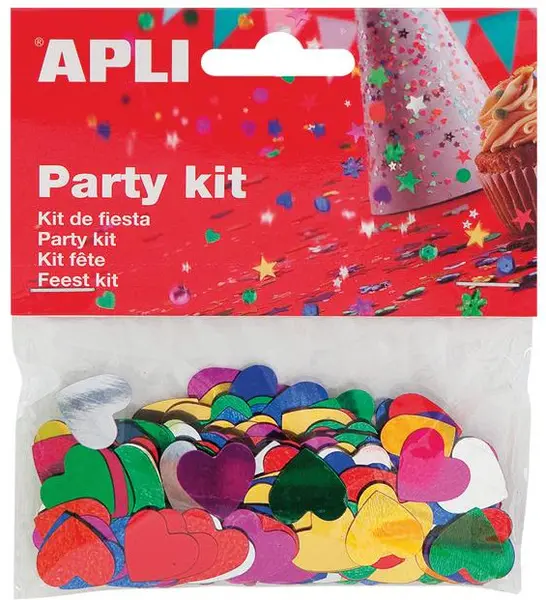 Set confeti APLI - Inimioare, multicolore, 15 mm