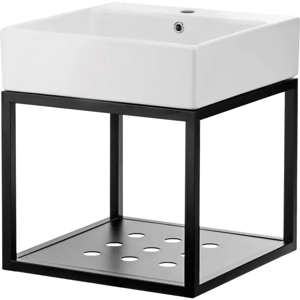 Set consola baie suspendata neagra Deante Temisto cu lavoar inclus 60 cm