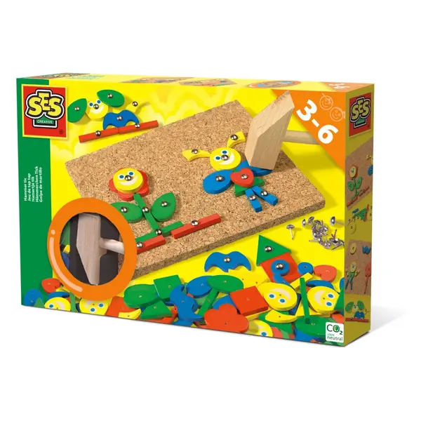 Set constructie copii Hammer Tic Fantezie , jucarie de indemanare cu ciocan si cuie