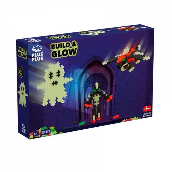 Set constructie Plus-Plus, 360 piese, Construieste si Straluceste, culori fluorescente