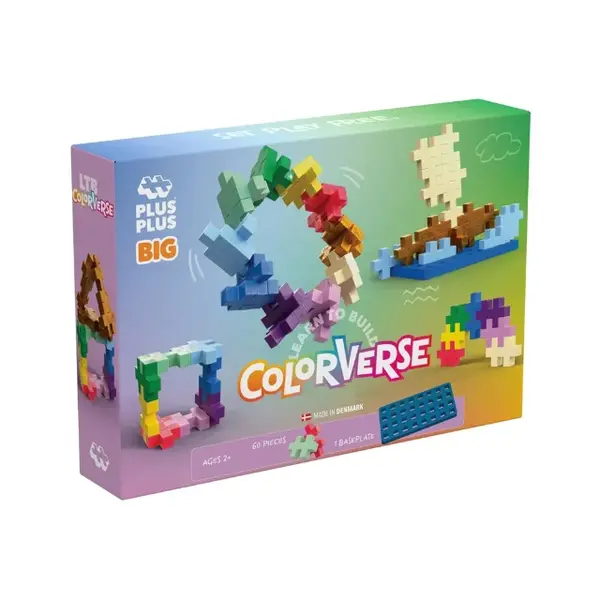 Set constructie Plus-Plus, 60 piese mari multicolore, Invata sa construiesti