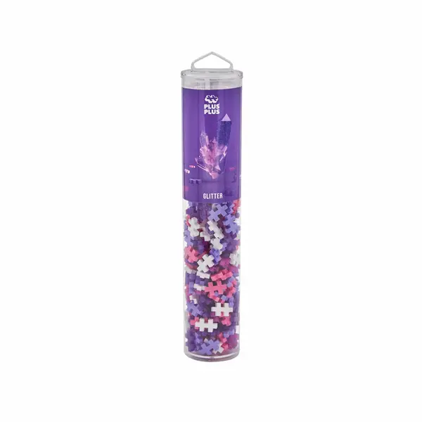 Set constructie Plus-Plus, tub 240 piese, Glitter Mix, culori cu sclipici
