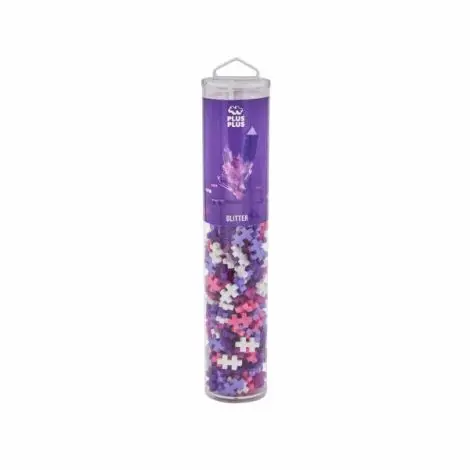 Set constructie Plus-Plus, tub 240 piese, Glitter Mix, culori cu sclipici