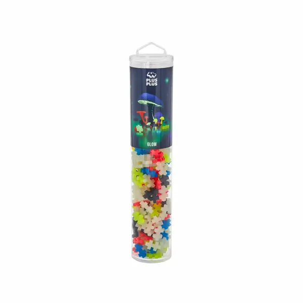 Set constructie Plus-Plus, tub 240 piese, Glow Mix, culori fluorescente