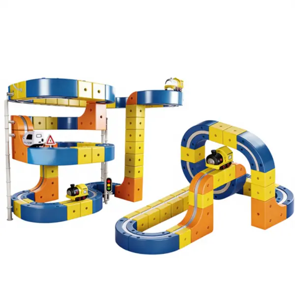 Set constructie tren magnetic - 126 piese, multifunctional