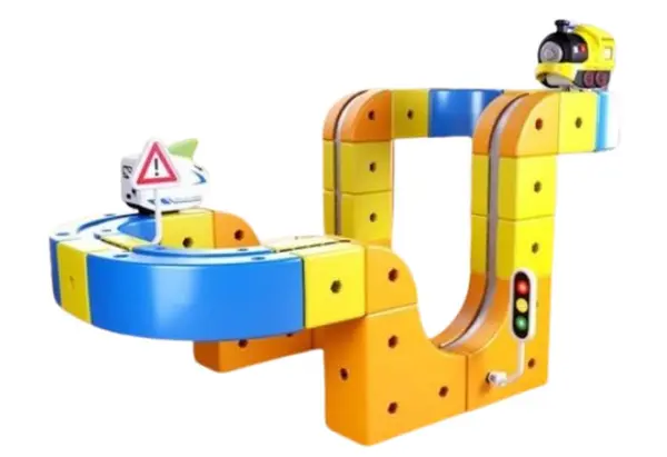 Set constructie tren magnetic - 79 piese, multifunctional