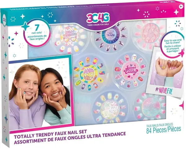 Set cosmetic pentru copii 3C4G - Unghii artificiale, 84 bucăți