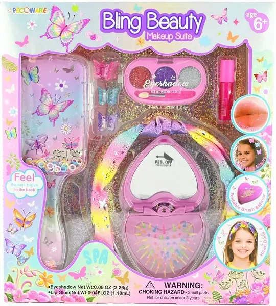 Set cosmetic pentru copii Robetoy - Machiaj, coafură și accesorii, 8 piese