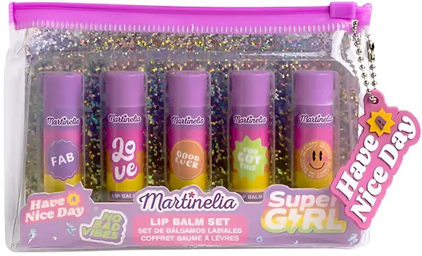 Set cosmetice pentru copii Martinelia Super Girl - Balsam de buze, 5 tipuri