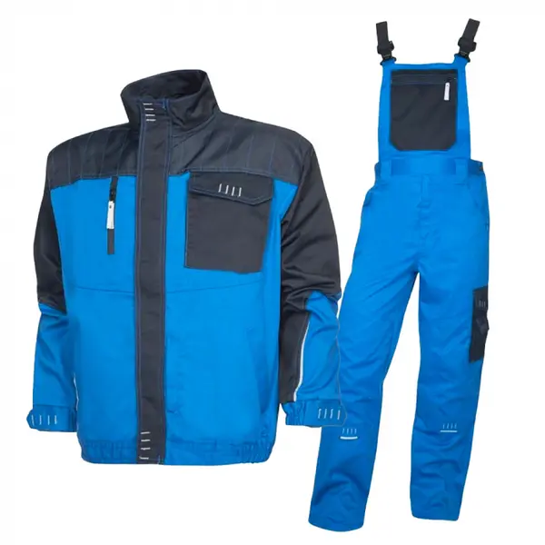 Set costum de lucru albastru-negru cu pantaloni cu pieptar, Ardon 4TECH XL, 48, ALBASTRU-NEGRU