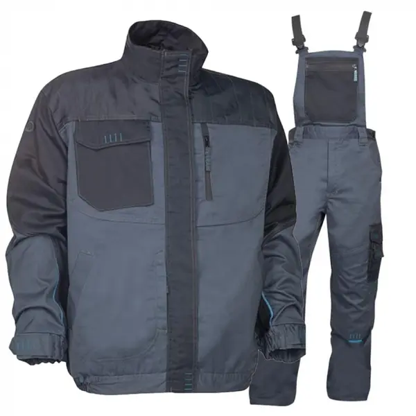 Set costum de lucru gri-negru cu pantaloni cu pieptar, Ardon 4TECH L, 60, GRI-NEGRU