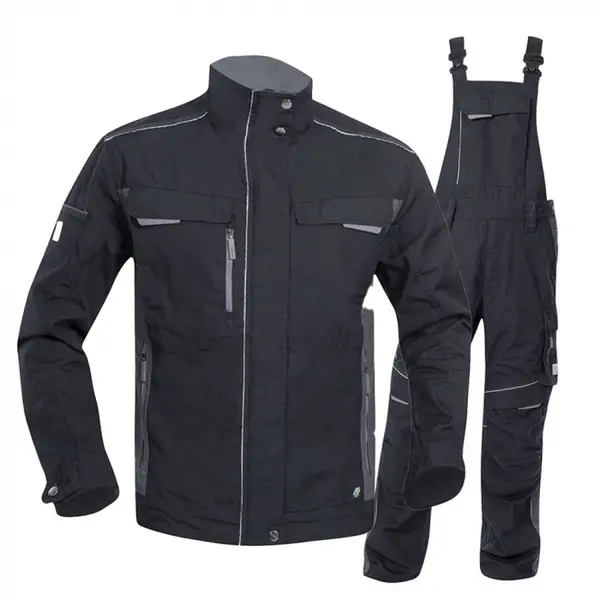 Set costum de lucru negru hidrofobizat cu pantaloni cu pieptar, Ardon URBAN+ XS, 58, NEGRU