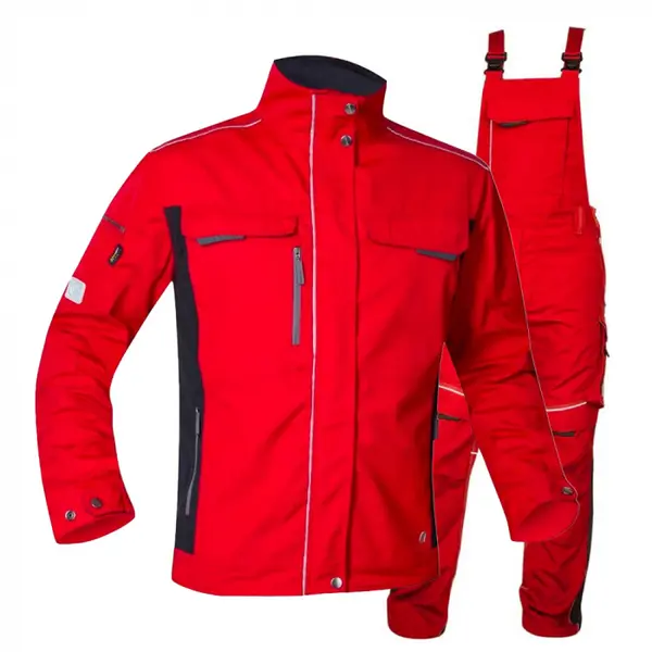 Set costum de lucru rosu hidrofobizat cu pantaloni cu pieptar, Ardon URBAN+ S, 52, ROȘU