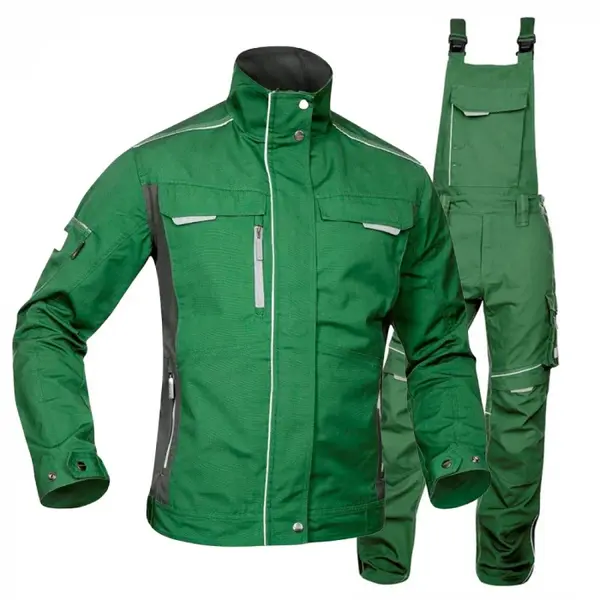 Set costum de lucru verde hidrofobizat cu pantaloni cu pieptar, Ardon URBAN+ M, 52, VERDE
