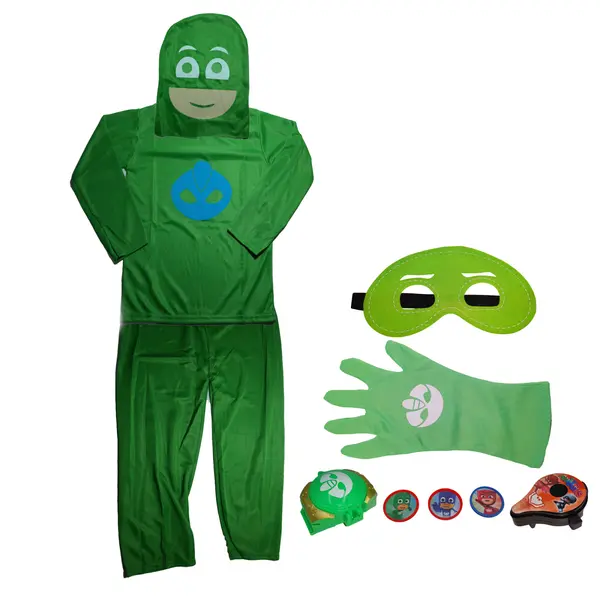 Set costum Eroi in Pijamale si accesorii, Sopi Greg, verde, 3-5 ani, 100-110 cm