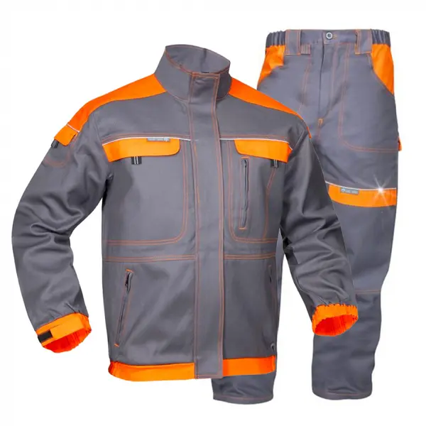 Set costum gri-portocaliu cu pantaloni de lucru in talie, COOL TREND 2XL, 60, GRI-PORTOCALIU