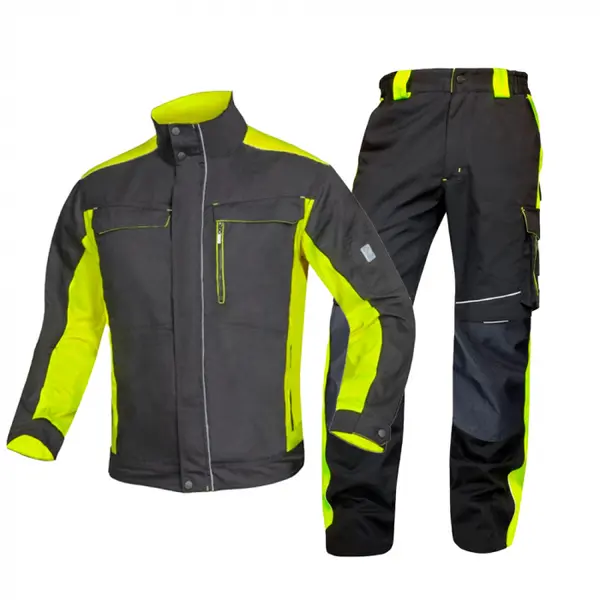 Set costum negru-galben cu pantaloni de lucru in talie, culoarea verde, Ardon NEON 5XL, 52, VERDE-NEGRU