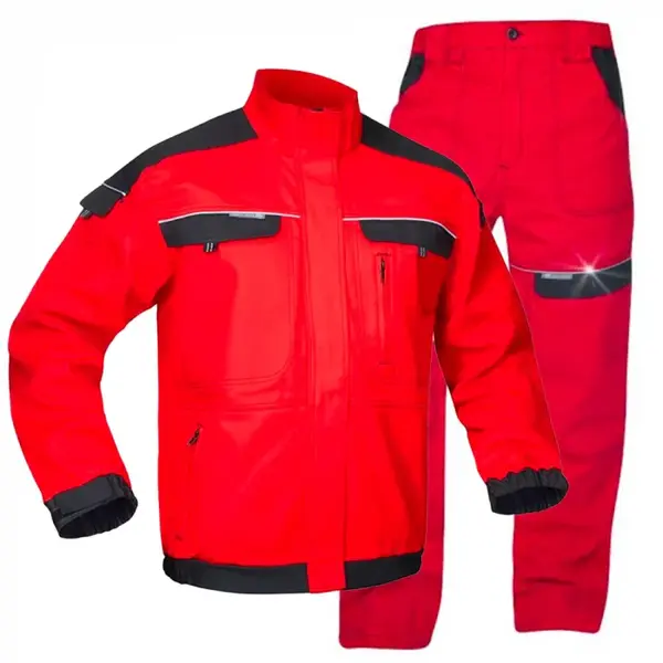 Set costum rosu cu pantaloni de lucru in talie, culoarea rosu, COOL TREND S, 56, ROȘU