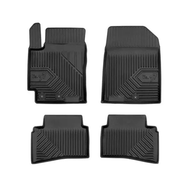 Set covorase cauciuc 4 piese No. 77, fata spate negru, potrivit KIA RIO II, RIO III, RIO IV, STONIC 03.05-