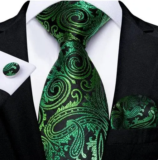 Set cravata verde + batista + butoni - matase -- model 750