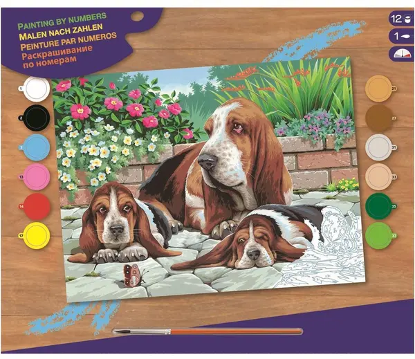 Set creativ de desen KSG Crafts - Basset Hounds