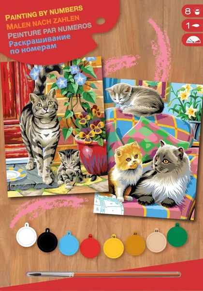 Set creativ de desen KSG Crafts - Doua imagini, Pisici