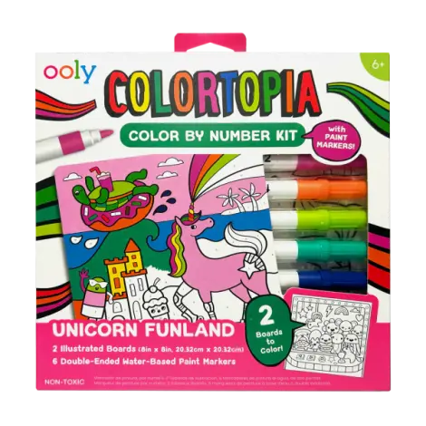 Set creativ de pictura dupa numere cu markere- Taramul Unicornilor (Set de 8)