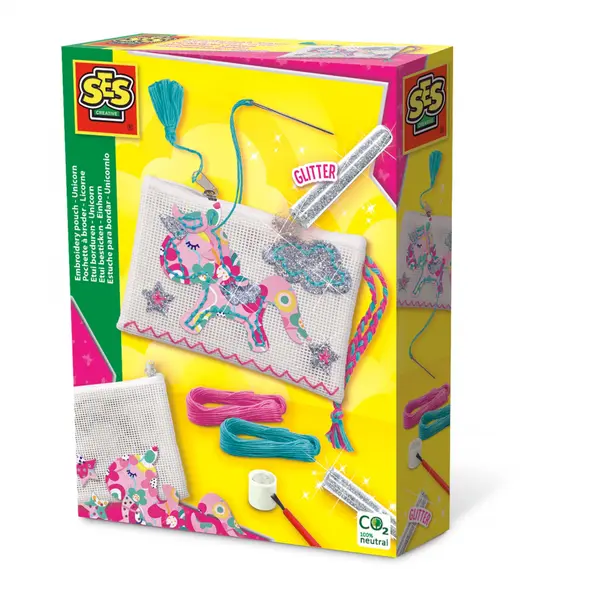Set creativ DIY copii- Geanta brodata cu unicorn si accesorii incluse