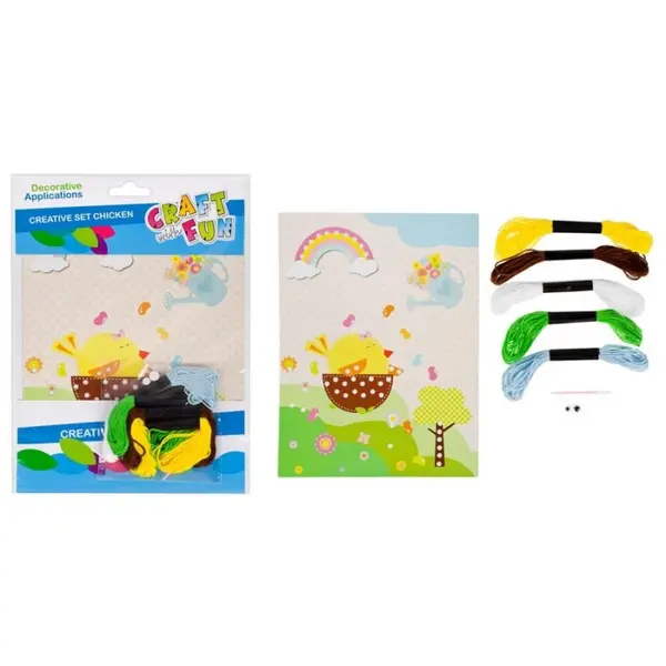 Set creativ DIY Cos primul meu puisor, ata, ac plastic si sablon hartie