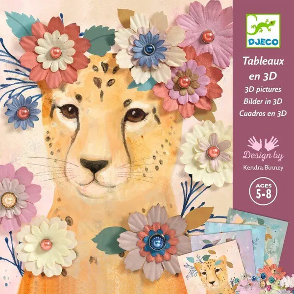 Set creativ Djeco - Picturi DIY cu flori textile