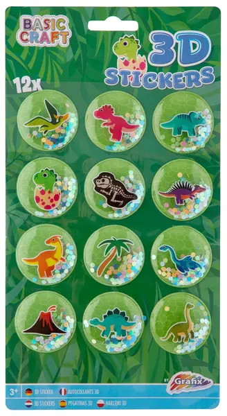 Set creativ Grafix - Stickere 3D cu sclipici, 12 bucăți, verde