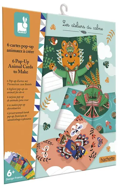 Set creativ Janod - Imagini pop-up cu animale, 6 bucăți