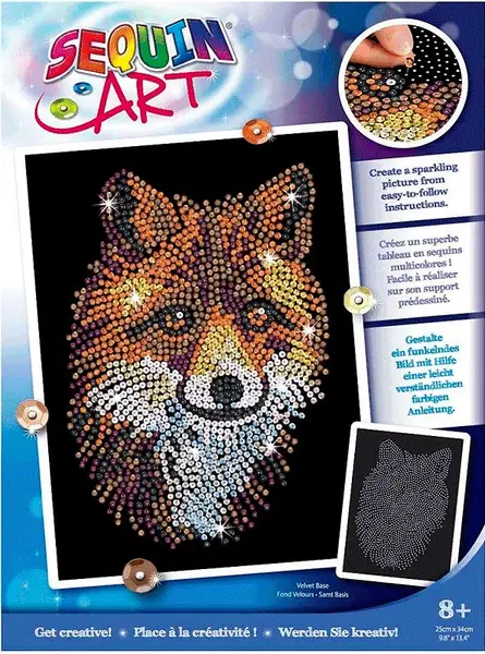 Set creativ KSG Crafts - Artă cu paiete, Vulpe roșie