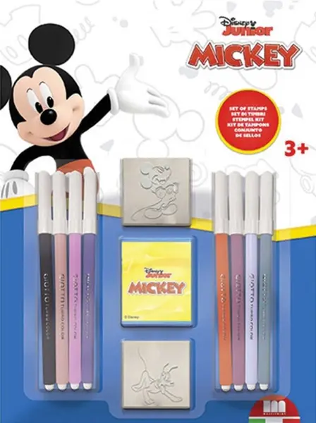 Set creativ Multiprint - Mickey Mouse, 2 ștampile și 8 pixuri