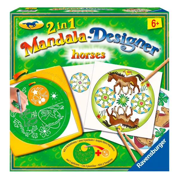Set creativ Ravensburger - Designer de mandale, 2 în 1, Cai
