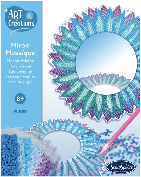 Set creativ Sentosphere - Oglindă DIY cu pene diamantate