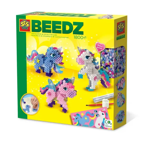 Set creativ Tablou cu 1800 margele de calcat - Unicorni,+5 ani