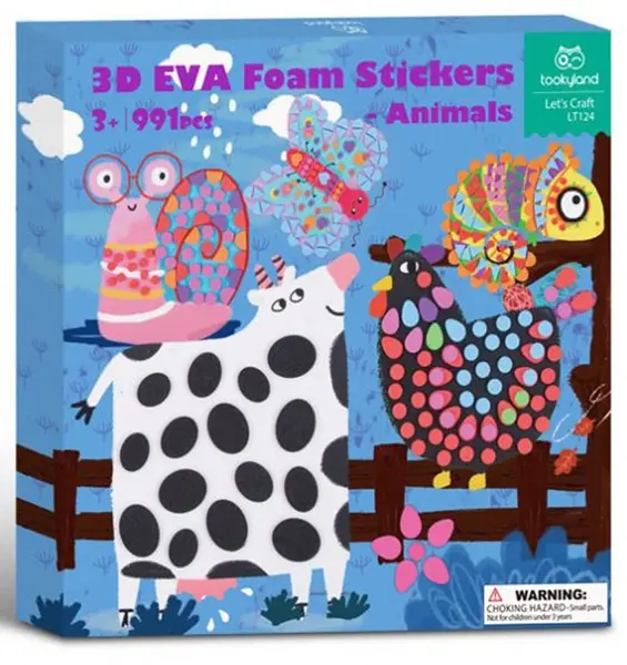 Set creativ Tooky Land - Decorează imagini cu autocolante 3D, animale