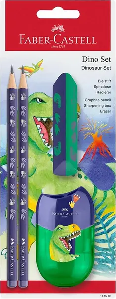 Set creioane Faber-Castell Dino - HB, 2 buc, cu radieră și ascuțitoare