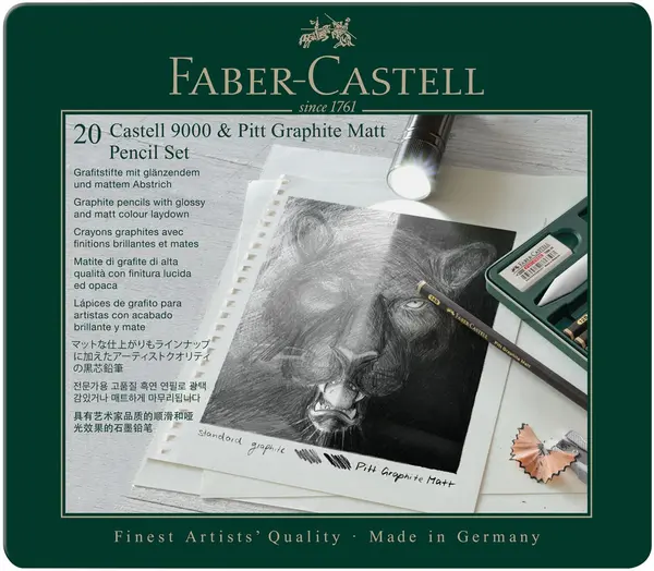 Set creioane grafit Faber-Castell Pitt & Castell 9000 - 20 buc