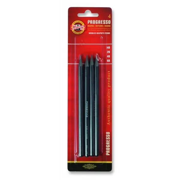 Set Creione grafit fara lemn, 6B 4B 2B HB, Progresso Koh-I-Noor