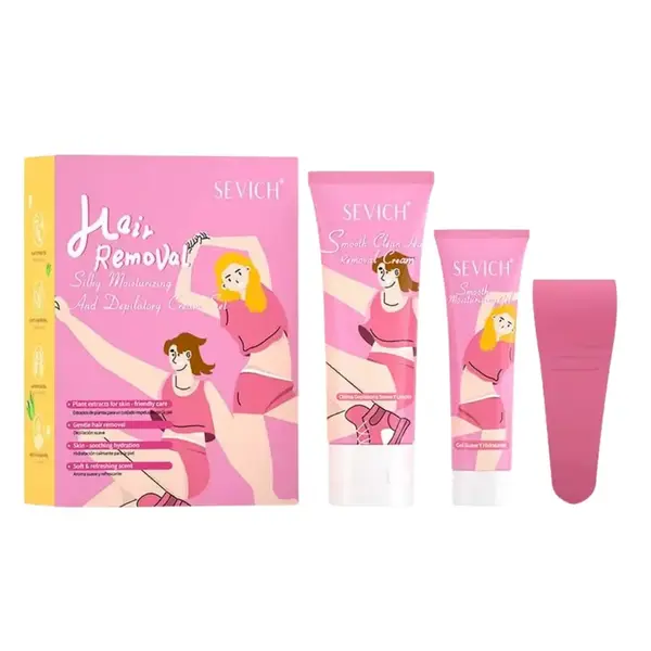 Set crema depilatoare si gel hidratant – epilare nedureroasa, piele neteda, Sevich