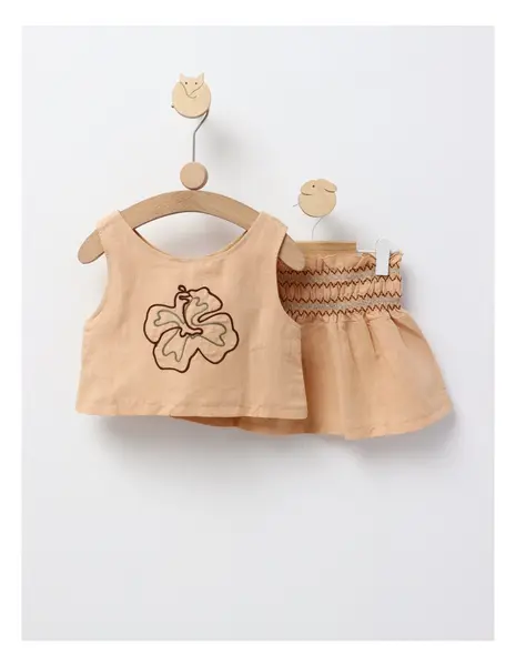 Set Crop Top Bella, model bej