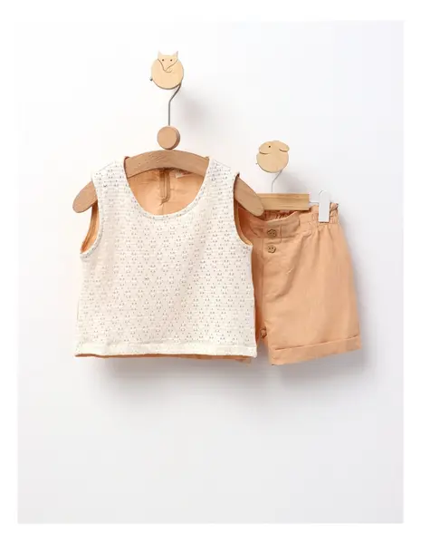 Set Crop Top Lili, model bej