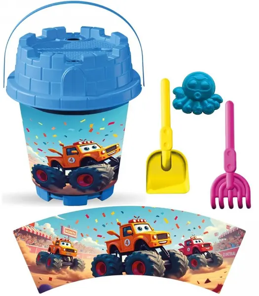 Set cu galeata si accesorii pentru nisip si plaja 15 x 19 cm
