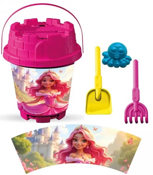 Set cu galeata si accesorii pentru nisip si plaja 19 x 23 cm