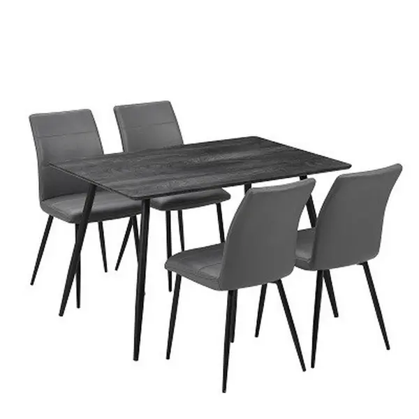Set Cu Masă Și Scaune in metal, textil gri, negru